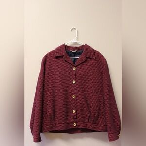 Elegant Red Patterned Women's Jacket